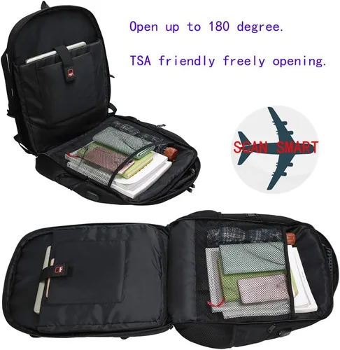 Vista 4 de Mochila para computadora portátil de 19 pulgadas Bolsa de computadora 50 L Mochila de viaje grande con puerto de carga USB