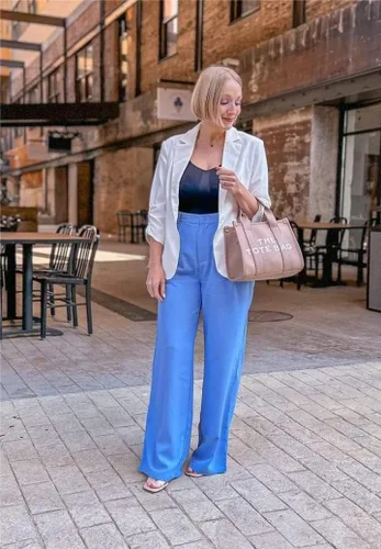 Vista 5 de GRAPENT - Pantalones de pierna ancha para mujer, pantalones de vestir holgados de tiro alto para oficina, trabajo, negocios o uso informal