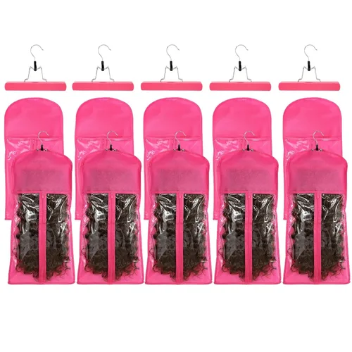 Vista 9 de VARIPOWDER - 10 bolsas de almacenamiento para pelucas con colgador de peluca para múltiples pelucas Dust-Proof Wigs Bag for Wigs & Accessories