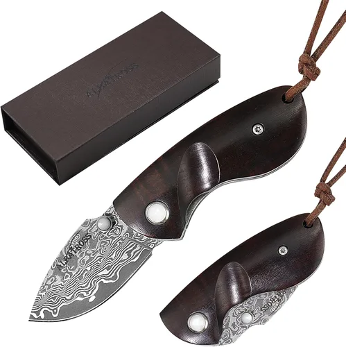 Vista 10 de ALBATROSS Mini cuchillo de bolsillo de Damasco con mango de concha de Verde