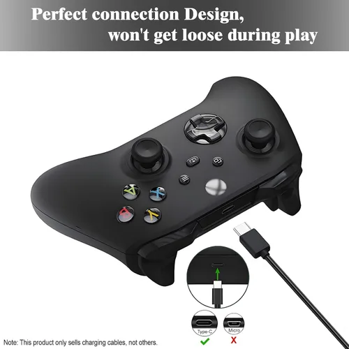 Vista 5 de Cable de carga para Xbox Series S/X, controlador PS5/PS5 Pro, Xbox Elite Series 2, cable de carga USB tipo C Switch Pro de 6.6 pies