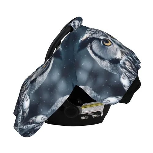 Vista 3 de Baby Car Seat Canopy Cover for Mom, Soft Breathable Nursing Breastfeeding Covers Multi Use Stroller Sun Shade Newborn Shower Gift，Grey and White Owl