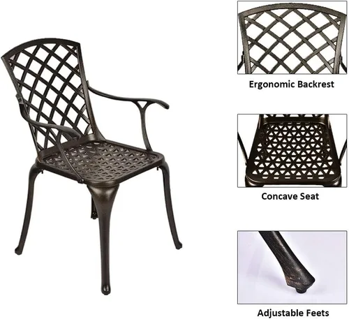 Vista 5 de Aeiniweraabbcc OKIDA - Juego de 2 sillas de comedor con brazo de aluminio fundido, para patio al aire libre, juego de 2 sillas para jardín, patio