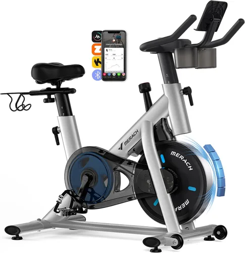 Vista 12 de MERACH Exercise Bike, Magnetic Friction Stationary Bike for Home with APP