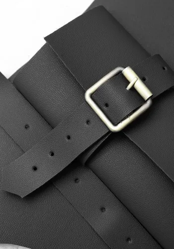 Vista 4 de KUOIN Medieval Double Sword Frog Holster for Back Adjustable Shoulder Belt PU Leather Cosplay Accessory