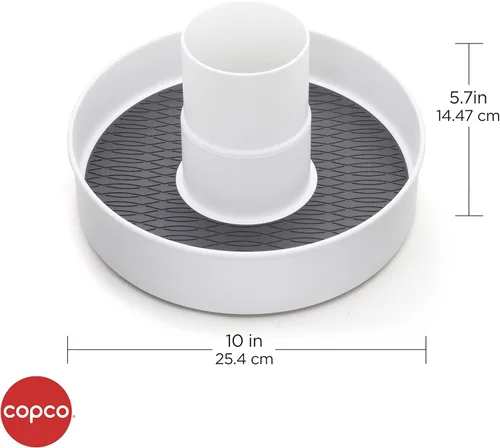 Vista 2 de Copco Tocadiscos de almacenamiento con múltiples compartimentos de 10 pulgadas con forro antideslizante y base suave, organizador Lazy Susan
