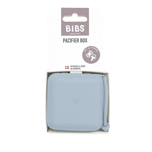 Vista 6 de BIBS Caja de chupete con lazo para almacenar y transportar chupetes Material 100% libre de BPA Diseñado y fabricado en Dinamarca Azul bebé