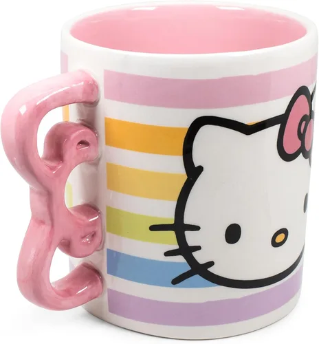 Vista 7 de Silver Buffalo Sanrio Hello Kitty Puntos Arcoíris 3D Taza de cerámica esculpida con asa con forma de arcoíris, 20 onzas Sanrio Hello Kitty Rainbow