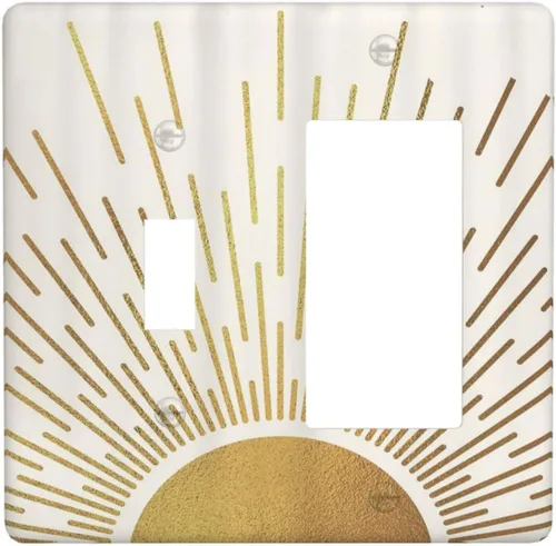 Vista 57 de Cubiertas de Interruptor de Luz de 1 Gang con Estrella de Mar y Concha Marina en Tablero de Madera, Placas de Pared Sin Dispositivo, Placa Frontal