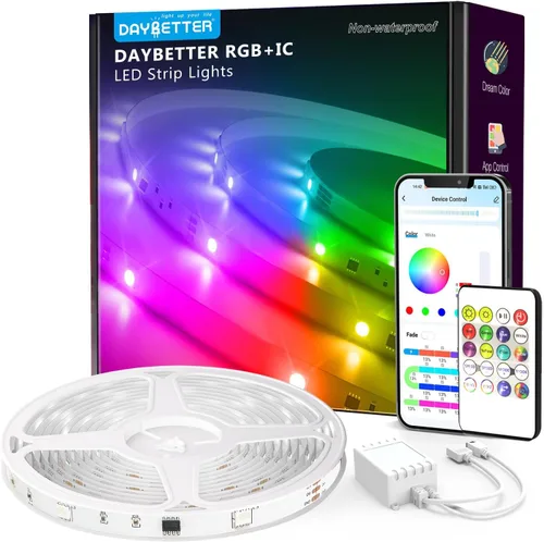 Vista 11 de DAYBETTER Tira de luces LED inteligentes de 100 pies con control remoto de aplicación, 5050 RGB para dormitorio, sala de estar, decoración