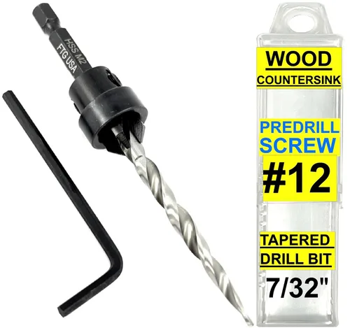 Vista 38 de FTG USA Juego de 3 brocas avellanadoras ajustables para madera #4 (7/64 pulgadas) con broca cónica para carpintería
