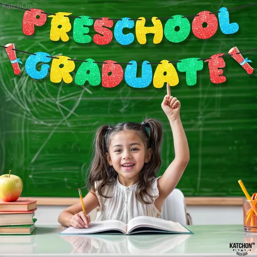 Vista 4 de KatchOn, Cartel de graduación preescolar con purpurina – 10 pies, No DIY Letrero de graduación para decoraciones de graduación preescolar 2025