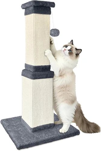 Vista 14 de AGYM Rascador para gatos, rascador para gatos de 32 pulgadas con percha de felpa grande, sisal y poste rascador de alfombra, postes verticales