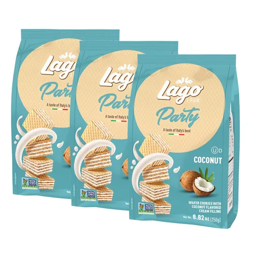 Vista 5 de Gastone Lago Party Wafers, capuchino, 8.82 onzas, galletas italianas de oblea con relleno de crema con sabor a capuchino, verificado sin OMG