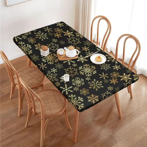 Vista 16 de Fiokroo Mantel de hojas de arce otoñales con borde elástico, mantel redondo de Acción de Gracias hoja de otoño lavable reutilizable cubierta de mesa