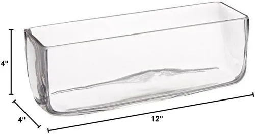 Vista 2 de WGV Jarrón de vidrio rectangular largo transparente, 4 x 12 x 4 pulgadas