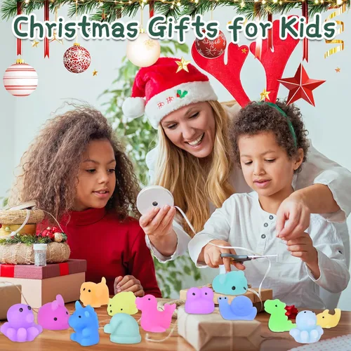 Vista 2 de 30 piezas de juguetes esponjosos Kawaii, juguetes blandos Mochi para niños, recuerdos de fiesta, mini juguetes esponjosos para aliviar el estrés