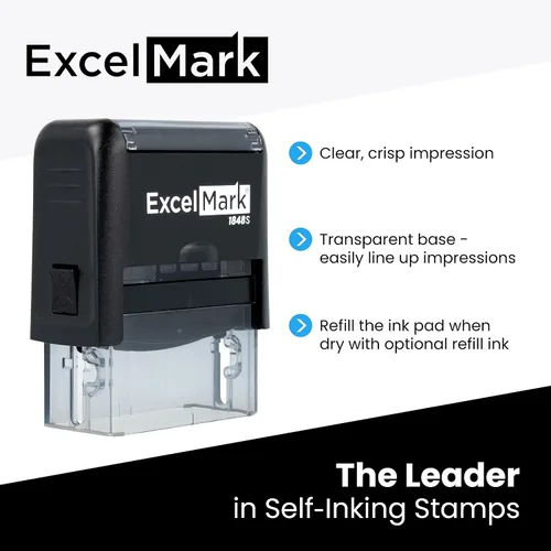 Vista 2 de Sello de goma autoentintable ExcelMark, personalizable, para el hogar o la oficina