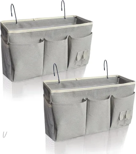 Vista 13 de Organizador de almacenamiento colgante para literas y camas de hospital, cama de dormitorio universitario, se puede colocar lentes, libros, Negro
