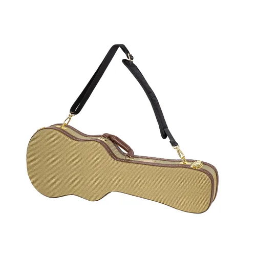 Vista 3 de Crossrock Estuche rígido de madera de lujo para ukeleles soprano, estilo mochila, Tweed (CRW700SUTW-2)