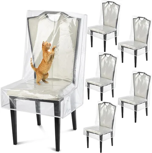 Vista 10 de Fundas para sillas de comedor, protectores impermeables para sillas de cocina, protector de asiento de silla de plástico transparente, mantén tu