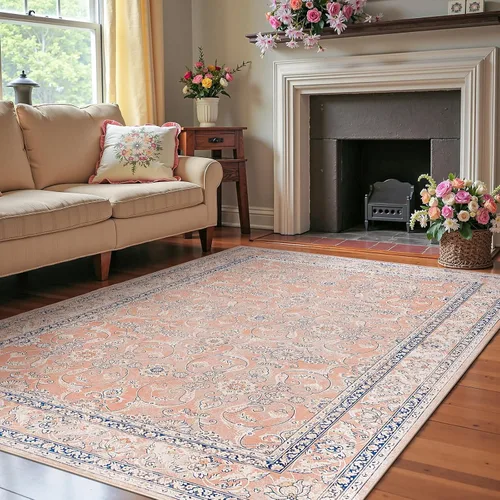 Vista 29 de jinchan Alfombra floral primaveral de 2 x 3 pies para entrada, alfombra desgastada lavable, de pelo corto, suave, pequeña, antideslizante, tapete