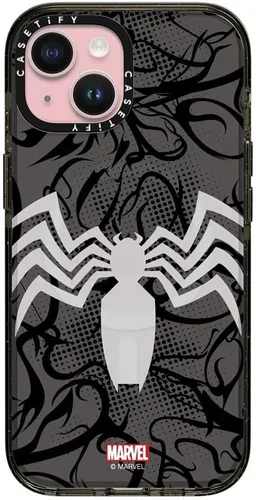 Vista 20 de CASETiFY Impact - Funda para iPhone 13 [Spider-Man Co-Lab / protección contra caídas de 6.6 pies] - Máscara Venom - Negro transparente Spider Man