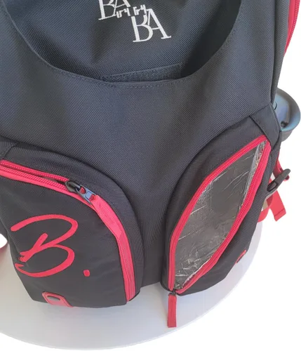 Vista 3 de BABA Mochila, Negro y rojo, Estilo moderno