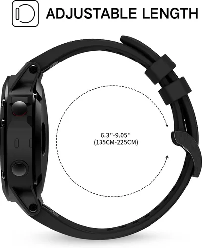Vista 3 de Correa de reloj compatible con Fenix, correa de reloj Garmin de 0.866 in, silicona suave, repuesto para Fenix 5/5 Plus/6/6 Pro/7/Forerunner Negro