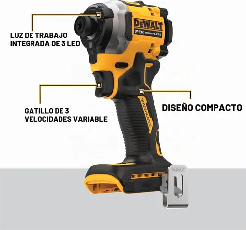 Vista 3 de DEWALT Kit de taladro de impacto inalámbrico ATOMIC de 20 V, 1/4 de pulgada, batería y cargador incluidos (DCF850E1)