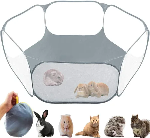 Vista 8 de Tienda de campaña para animales pequeños, jaula de reptiles, transpirable y transparente para mascotas, valla de ejercicio para exteriores e Azul