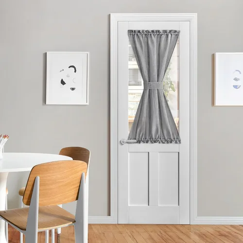 Vista 33 de NICETOWN - Cortinas de luz lateral para puerta de 72 pulgadas de largo para ventanas de lino, cortinas opacas para privacidad con protección contra