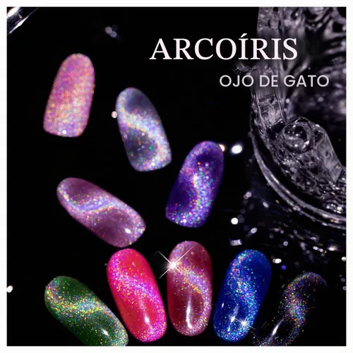 Vista 4 de RARJSM Esmalte de uñas de gel con purpurina holográfica plateada, efecto arcoíris galáctico, universal, sin imán, para secado con lámpara UV o LED
