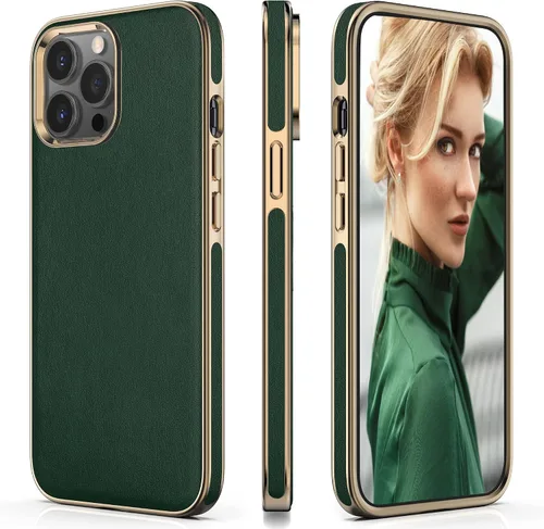 Vista 21 de LOHASIC Funda para iPhone 12 y iPhone 12 Pro - Fundas para teléfono i Phone 12 con borde cromado delgado, fundas de cuero de diseño suave, funda