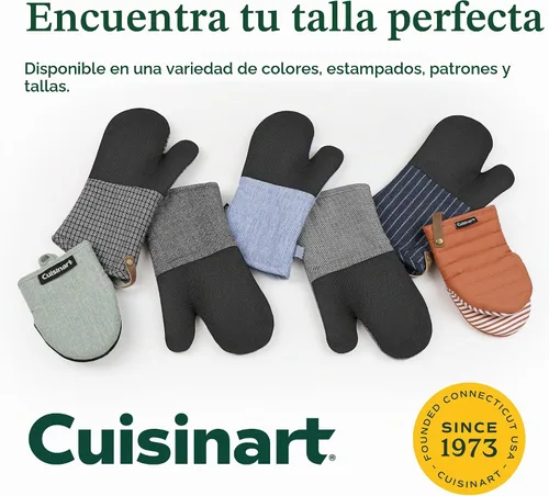 Vista 7 de Cuisinart Chambray - Guantes para horno de cocina, resistentes al calor Carbón