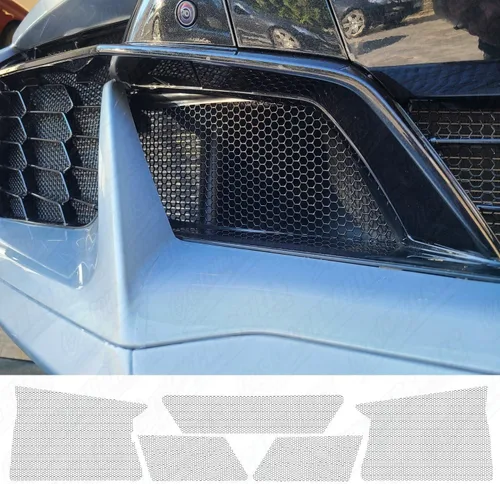 Vista 4 de customcargrills - Juego de 5 piezas de malla para Chevy Corvette Z06 y E-Ray C8 2023+ rejilla de ventilación para radiador