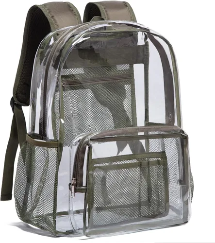 Vista 15 de Vorspack Mochila Clara Transparente - Mochila Transparente de PVC de Servicio Pesado See Through para Universidad y Lugar de Trabajo Negro