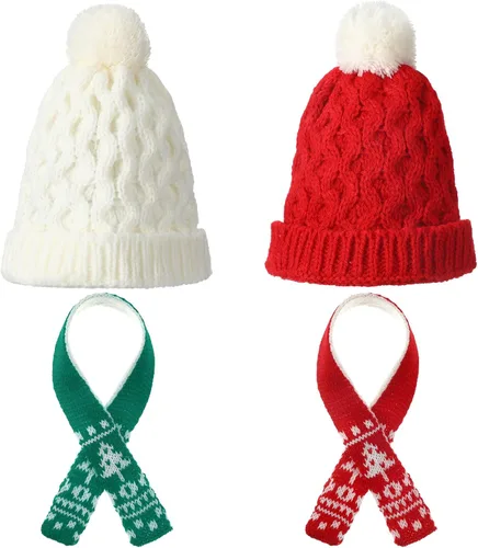 Vista 13 de Bencailor Paquete de 4 sombreros de Navidad para muñecas, color brillante