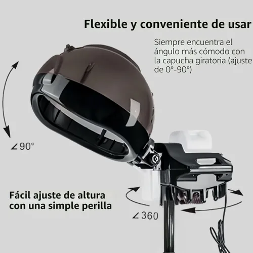 Vista 3 de vaporizador de pelo con capucha negro profesional de salón, spa
