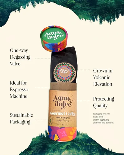 Vista 3 de Agua Dulce Café molido 100% arábica de origen único, especialidad gourmet de comercio justo de Costa Rica, proceso de miel, 12 onzas, paquete de 1