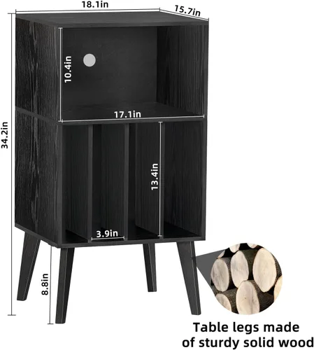 Vista 14 de Lerliuo - Soporte para tocadiscos, soporte para tocadiscos negro con capacidad para hasta 160 álbumes