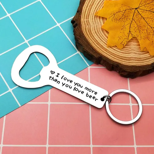 Vista 4 de Regalo del día del padre para papá, regalo personalizado para novio, regalo para novio, con texto en inglés "I Love You More Than You Love", llavero