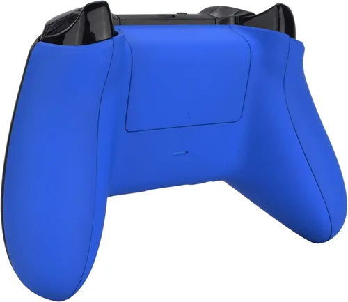 Vista 5 de eXtremeRate Soft Touch Grip - Paneles traseros personalizados para Xbox One S y One X, rieles laterales de repuesto azules con cubierta de batería