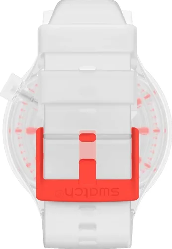 Vista 6 de Swatch Reloj central de esqueleto blanco naranja en jalea SO27E102 Movimiento de cuarzo