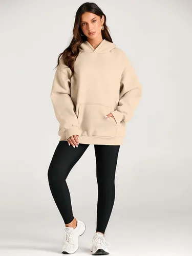 Vista 6 de EFAN - Sudadera con capucha para mujer - Sudadera de vellón sobredimensionada con mangas largas para otoño e invierno, ropa de moda inspirada
