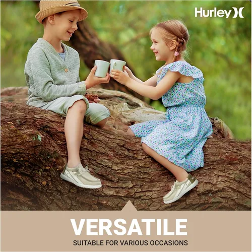 Vista 3 de Hurley - Mocasines elásticos con cordones para niños, zapatos de lona para niños y niñas - Cómodos, duraderos, elegantes - Zapatillas de moda