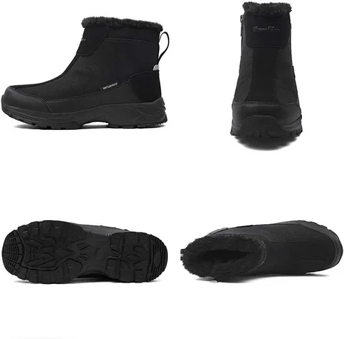 Vista 3 de Silentcare - Botas de nieve para hombre, con forro de piel, impermeables, antideslizantes, ligeras