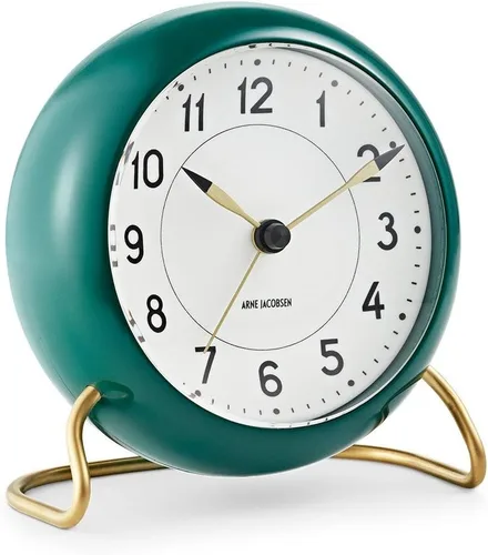 Vista 4 de Arne Jacobsen Reloj de mesa de 4.3 in de diámetro, diseño original, función de repetición, color azul