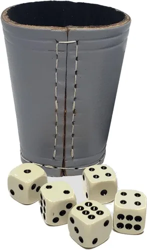 Vista 28 de Cyber-Deals - Taza compacta de cuero genuino para dados + dados con bolsa de almacenamiento de terciopelo negro