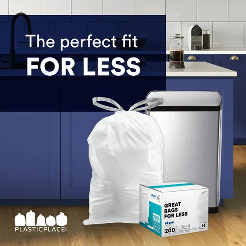 Vista 5 de Plasticplace Bolsas de basura de ajuste personalizado, compatibles con Simplehuman Code R (100 unidades) forros de basura blancos con cordón de 2.6